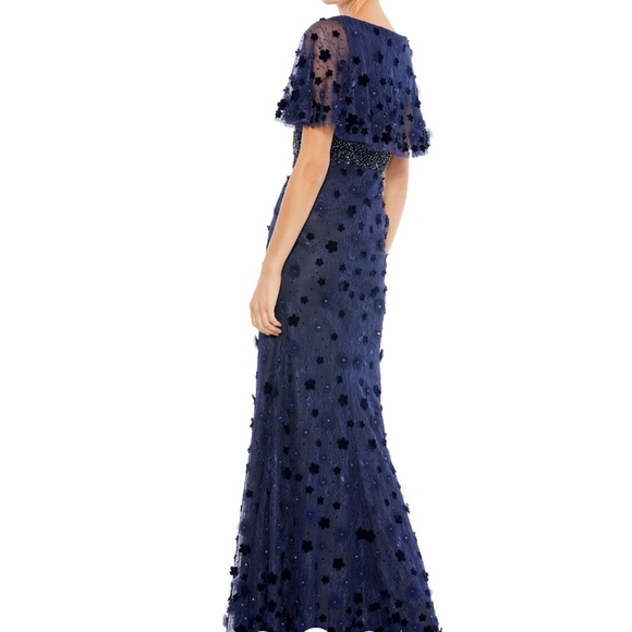 Mac Duggal Floral Embellished V-Neck Gown